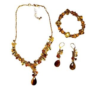 Avon Tigers Eye Jewelry Set